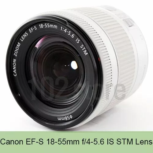 New Canon EF-S 18-55mm f/4-5.6 IS STM Lens White / Silver - Bulk(White Box)