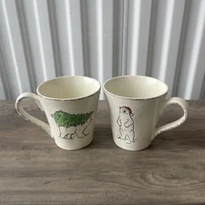 (Set Of 2) NWT Spectrum Designz Mugs Christmas Polar Bear Tree Santa Hat 14 oz
