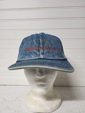 VTG Mystery Cirque Du Soleil Denim Jean Snapback Hat Made In USA Treasure Island