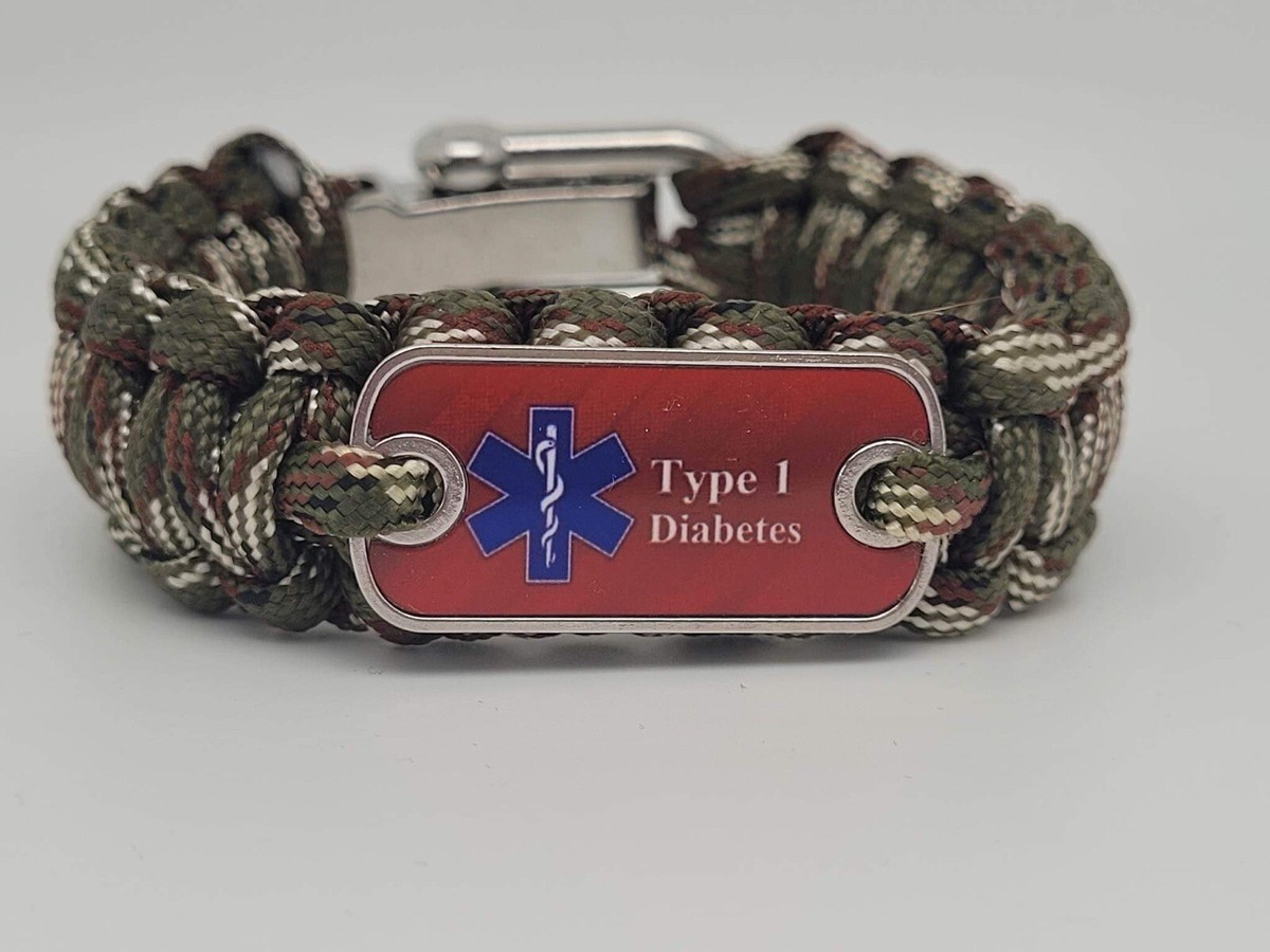 Type Diabetes medical awareness alert Paracord Survival Bracelet
