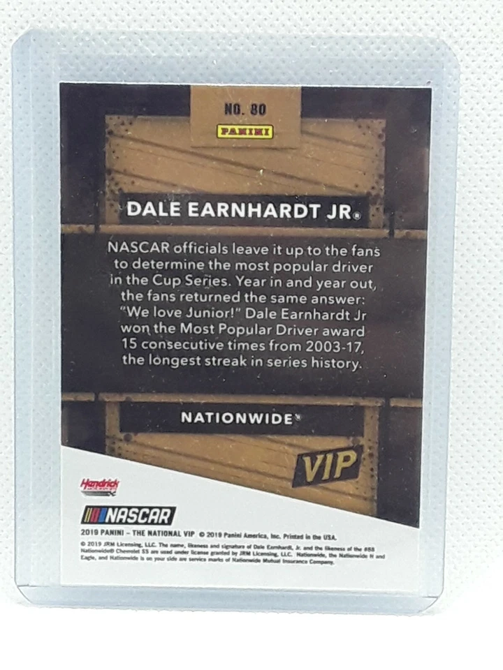 Dale Earnhardt Jr. 2019 Panini National VIP Gold Pack - #80 - NASCAR Racing - Image 2 of 2