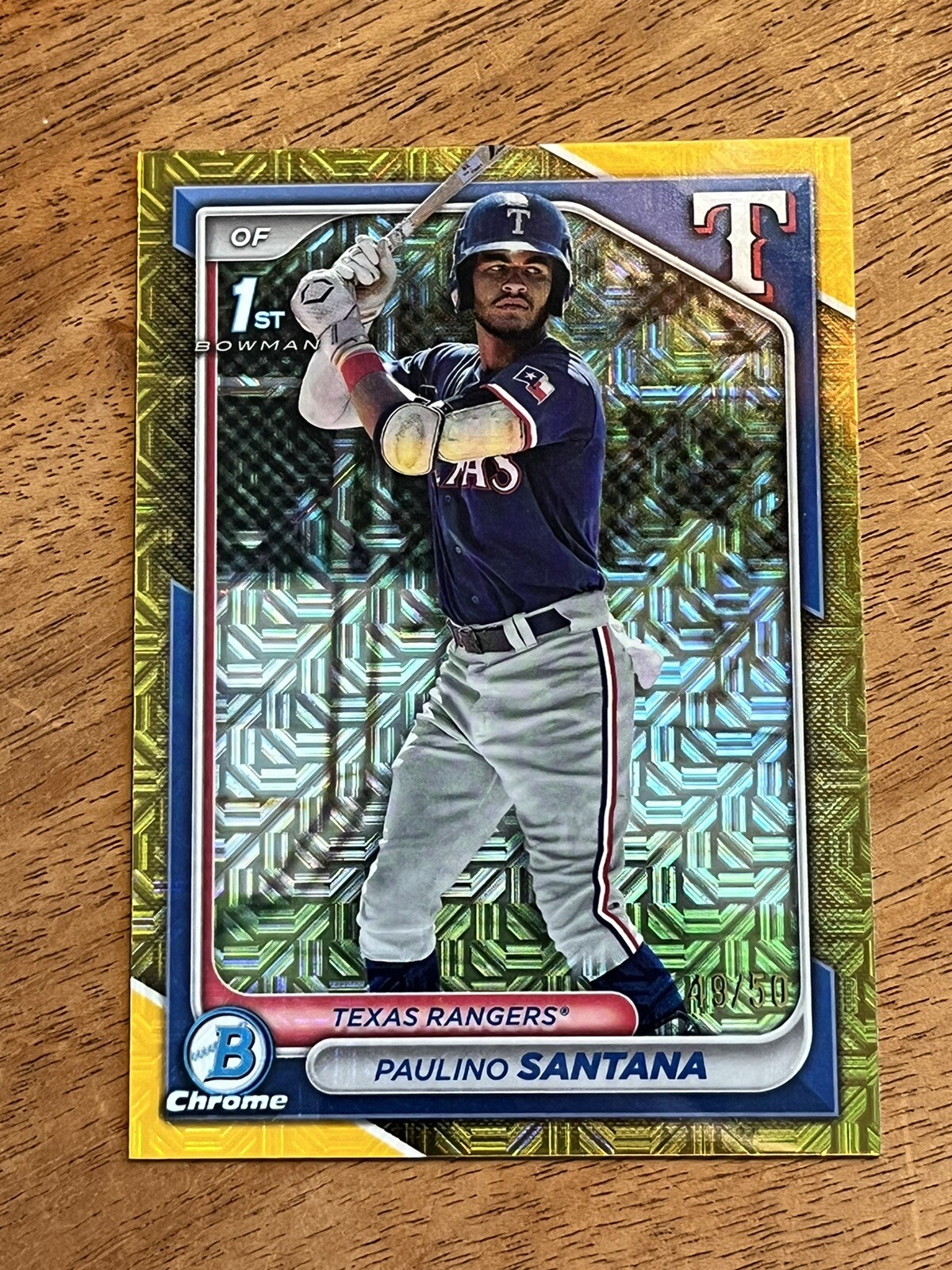 2024 Bowman Chrome Paulino Santana #BCP-245 1st Gold Mojo Refractor /50 Rangers