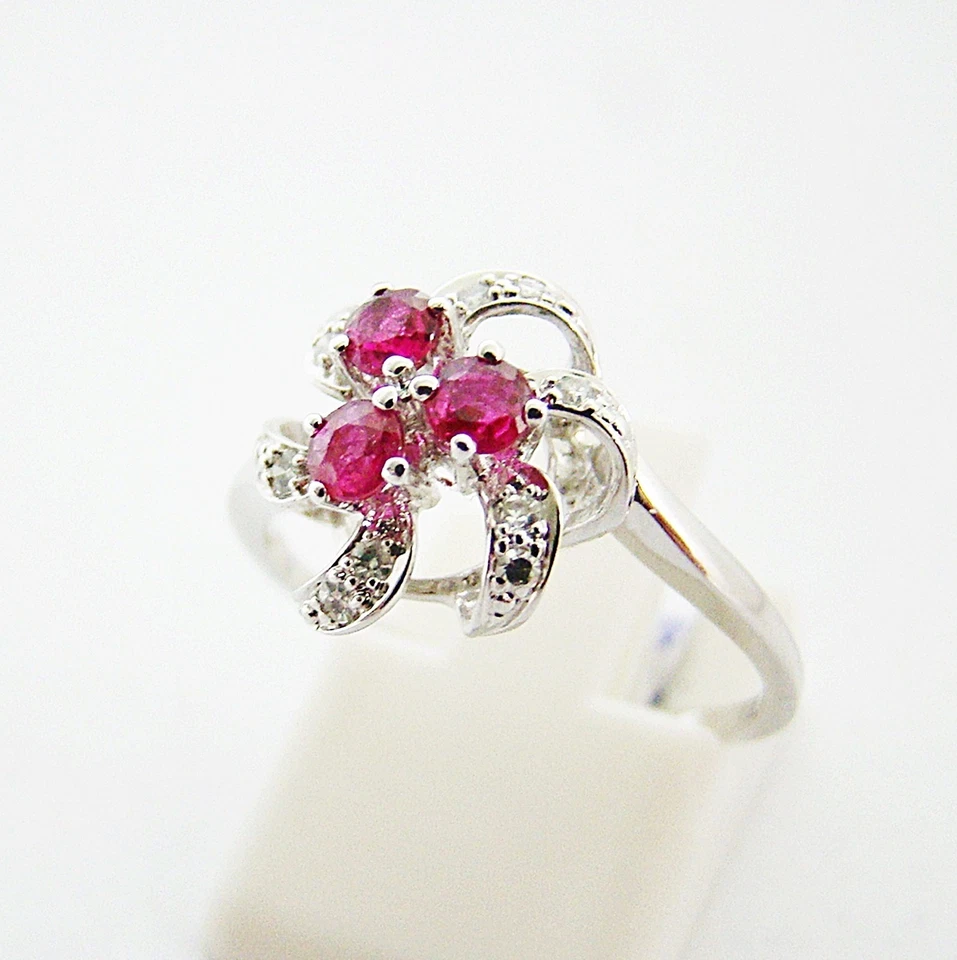 Ring Gold 585er Rubin Brillanten Goldringe 14 kt Diamant Goldschmuck Edelsteine - Bild 3 von 3