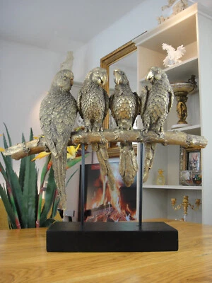 Vogel Skulptur Deko Figur XL Silber Edel Luxus Statue Papagei Kakadu Sittich NEU - Bild 1 von 4