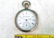 Elgin Pocket Watch Open Face 16S Grade 104 Antique c1891 Silveroid Case AS IS