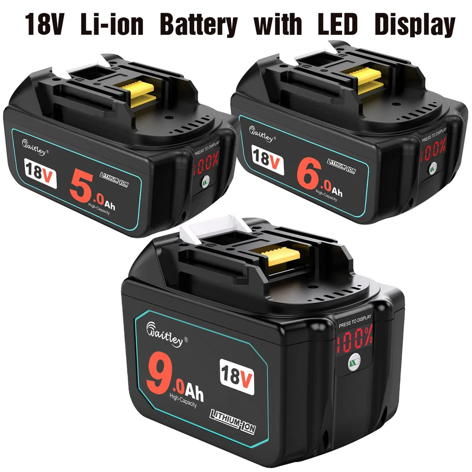FOR MAKITA 18V 5.0Ah 6.0Ah 9.0Ah LXT LI-ION BATTERY BL1860 BL1850 BL1840 CHARGER