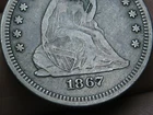 1867 Silver Seated Liberty Quarter- Very Rare Date