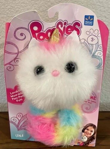 B81/79 NEU Skyrocket Pomsies Luna rosa blau gelb weiß Plüschtier - Bild 1 von 2