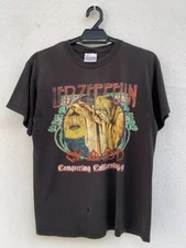 Led Zeppelin Rock Band Tour Retro Style Black Unisex Tshirt Reprint S-5XL