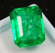 Natural Colombian Green Emerald 14.35 Ct Emerald Cut Loose Gemstone CERTIFIED