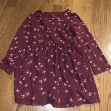 CAT  JACK Floral Pink Rose on Burgundy Dress Size XS 4 5 Girls WORN ONCE   165