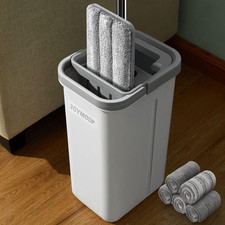 Set Scopa e Secchio con Strizzatore, Scopa a Pavimento Piatto Mani Libere e Secchio, con 5 Wa