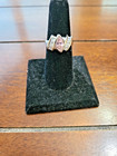 Silver Tone Pink & Clear Crystals Ring Size 9 — photo 1