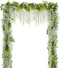 Wisteria Artificial Flowers Garland 4Pcs Total 28.8ft White Artificial New