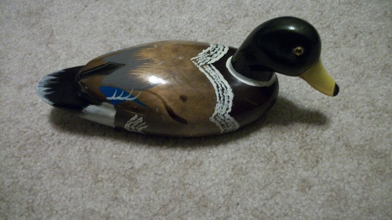 Wood Carved Mallard Duck Decoy  Hand-painted Smooth Glossy