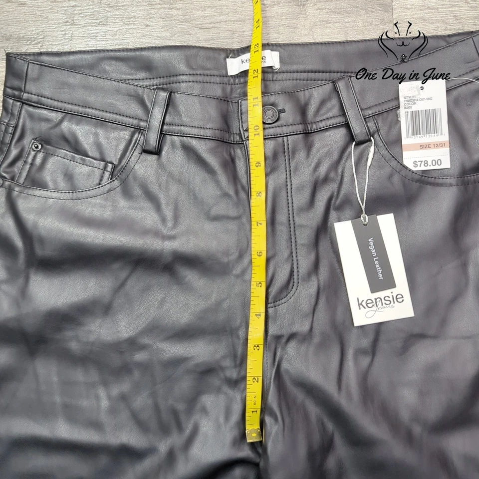 Pantalones de mezclilla Kensie de cuero vegano de pierna recta talla 12 Foto 4 de 4