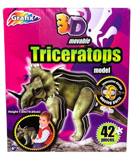 4943 - 3D Movable Triceratops Dinosaur Figure Toy Used |GR-65|
