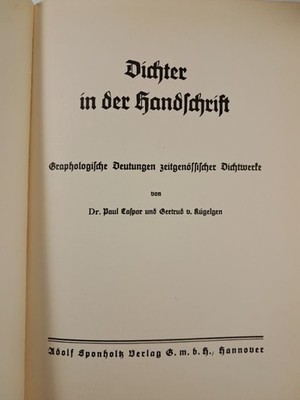 Dichter in der Handschrift Caspar Kügelgen Graphologie Buch Deutsch