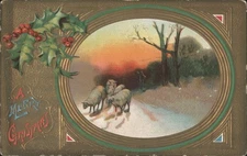 XMAS Merry Christmas Pastoral Scene with Sheep Holly Ritchie,Warrensburg,IL