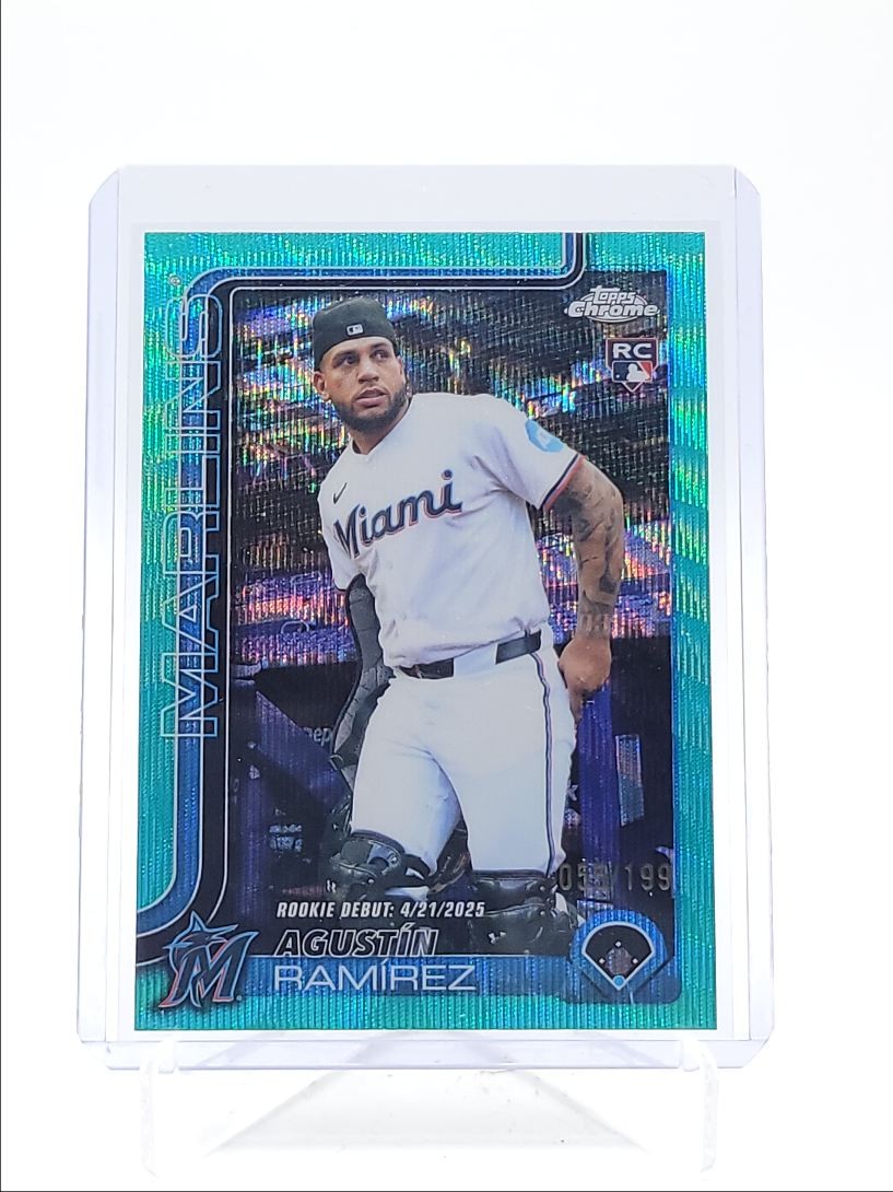 AGUSTIN RAMIREZ 2025 TOPPS CHROME UPDATE ROOKIE DEBUT AQUA WAVE RC /199 Q3967