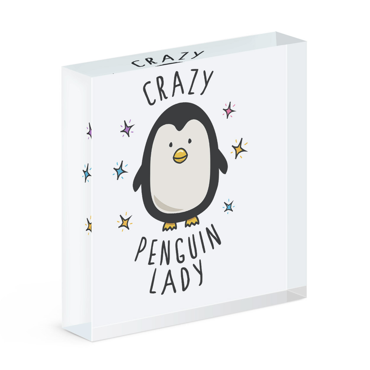 Crazy Penguin Lady Acrylic Photo Block Frame Funny Animal