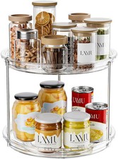 LAMU 2 Tier Lazy Susan Turntable Organizer for Cabinet, 9'' Rotating Spice Rack