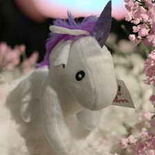 NEW Small Unicorn Plush White with Purple Mane, Perfect Gift, Collectible Stuff
