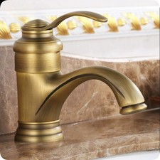 Antique Brass Vintage Single Lever One Hole Bathroom Basin Faucet Sink Mixer Tap