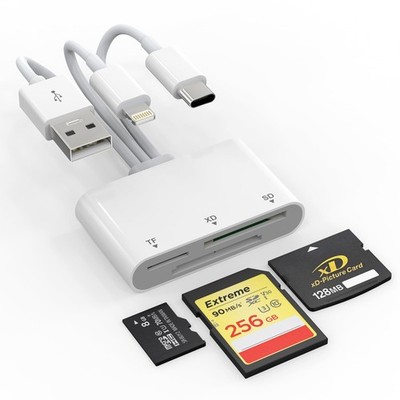 XD Card Reader, SD Card Reader for iPhone, 3 in 1 SD/TF/XD Card Reader Adapte...