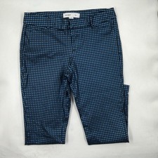 Old Navy Pants Womens 10 Blue Check Twill Dress Pants Slim Pixie Pockets Zip