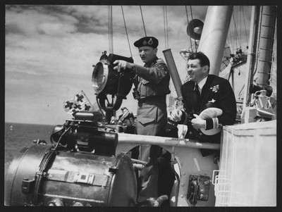 Field Marshal Montgomery aboard the battleship HMS Implacable with- Old Photo