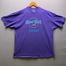 Vtg Chicago Hard Rock Cafe T Shirt Mens XL Purple USA Made 90s Short Sleeve