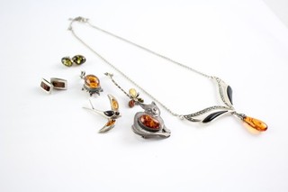 Sterling Silver Amber Jewellery Baltic Copal Cat Bird Sun Spangle x7 (30g)