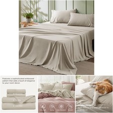 4 Piece Queen Sheet Set Soft Breathable Cooling Hotel Luxury Polyester