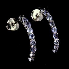 925 Sterling Silver Earrings Round Tanzanite 2.5mm Natural Gemstone Jewelry