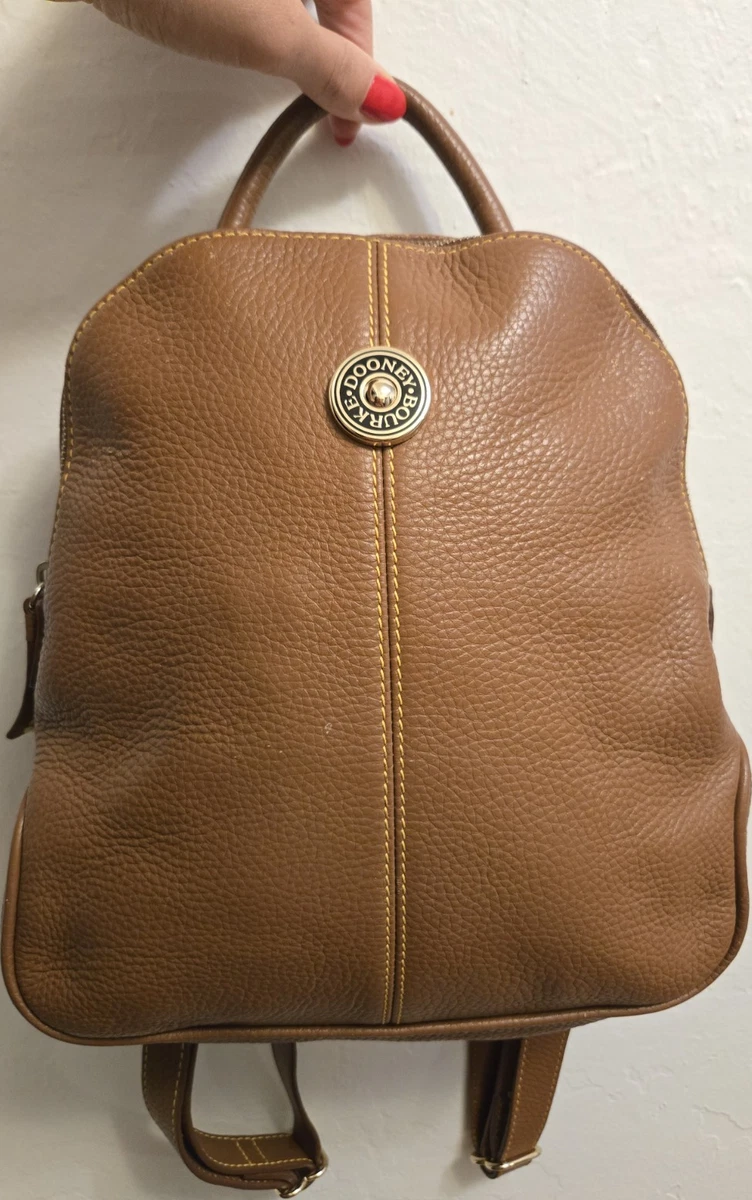 Dooney & Bourke Honey Suede Leather Small Backpack Brown Gold Zip Bag Dooney & Bourke | Bags | Vtg 9s Dooney Bourke Allweather  main image 4
