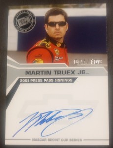 2008 Martin Truex Press S.N. 004/100 Pass Signings Silver Autograph