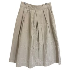 MARGARET HOWELL COTTON TWILL Midi-Length Skirt, Size 3, Light Beige Women USED
