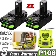 2PACK 3.8AH FOR Ryobi 18V Li-Ion Battery Charger P102 P103 P105 P107 P108