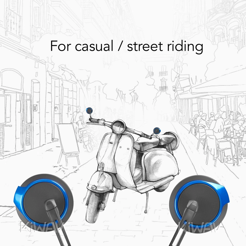 Espejos retrovisores de extremo de barra delgada AURA redondos azules para Vespa Gran Turismo 125/200 ('03~) Foto 3 de 4