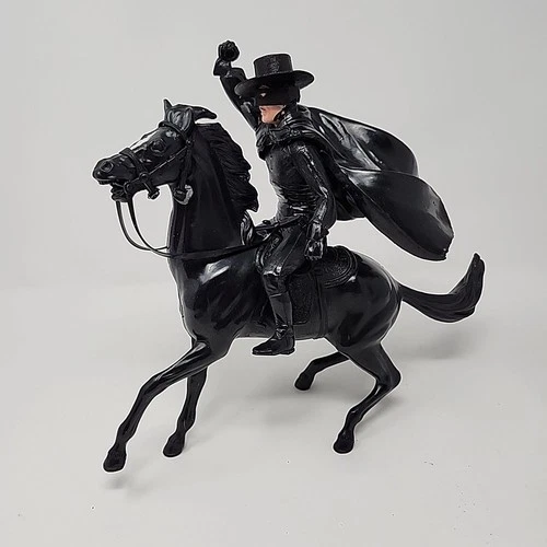 Vintage Marx Zorro Figure with Tornado Horse Black Toy 1950-60s with Accessories