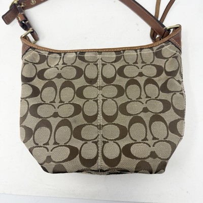 Y2K Coach 40896 Signature One Shoulder Bag Beige Tan VTG Leather