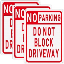 Tandefio 3 Pcs No Parking Sign Do Not Block Driveway 10 x 14 Inches Aluminum Met