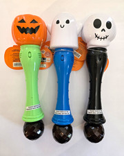 Happy Halloween Set Of 3 Light-Up Bubble Wands 13"L Ghost, Pumpkin, Skull Age 3 