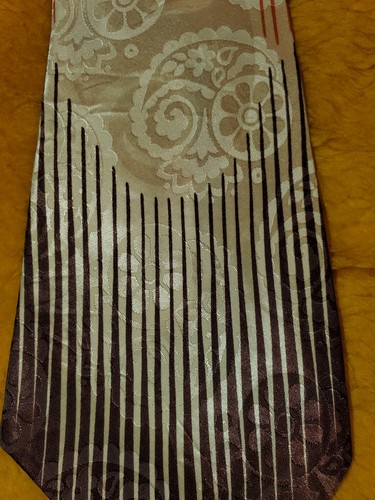 1940s 1950s BOLD VINTAGE ~ MENS DRESS TIE ~ BROWN, ORANGE, BEIGE ~ 48" - Picture 3 of 9
