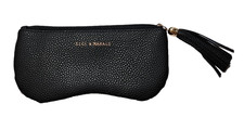 Zigi  Marais Faux Leather Glasses Zip Pouch Black With Rose Gold Stripe C1 