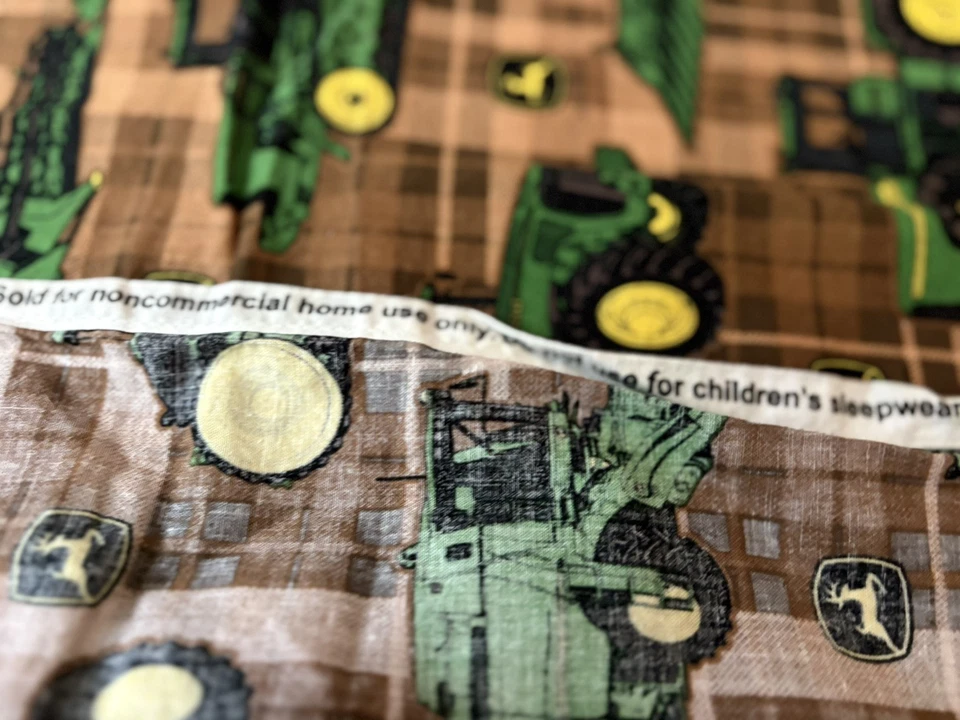 Tecido xadrez de algodão para tratores John Deere ~material para artesanato de quintal marrom Selvage - Imagem 3 de 4