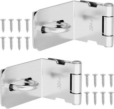2 Pack 90 Right Angle Padlock Hasp Stainless Steel Door Latch 4 Inch