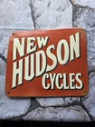 VINTAGE NEW HUDSON CYCLES PORCELAIN SIGN OLD DEALER ADVERTISING 11"×9"