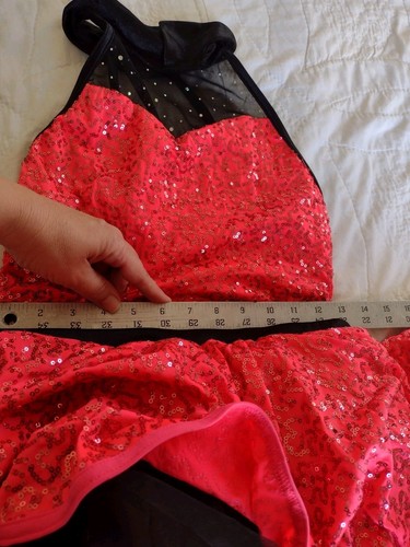 Dance Costume Large Child Weissman 9719 Jazz Sequin Skirt Sparkly Collar LC Pink - Picture 8 of 8